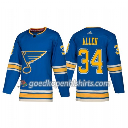 St. Louis Blues Jake Allen 34 Adidas 2018-2019 Alternate Authentic Shirt - Mannen